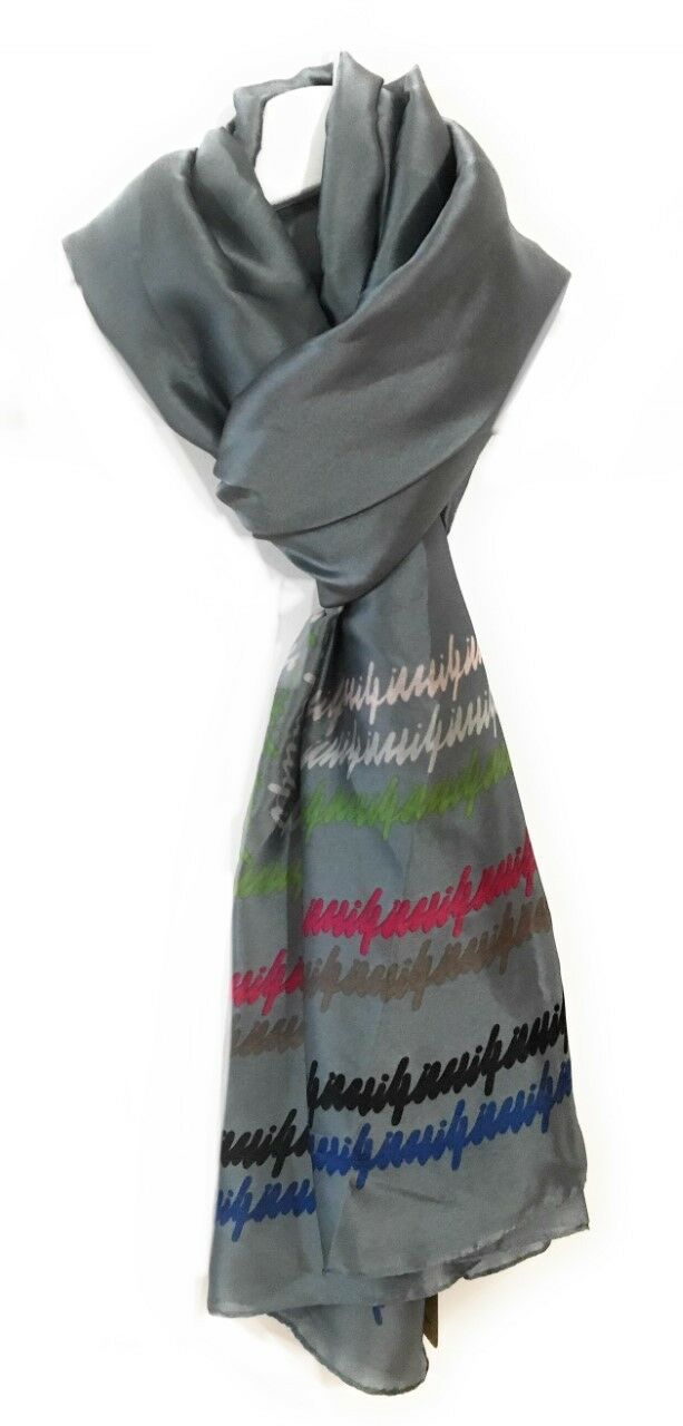 90x180cm Large Grey Graffiti Ladies Womens Maxi Scarf Hijab Shawl Pashmina Faux Silk