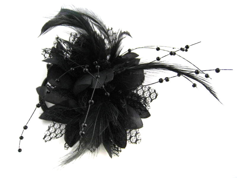 Small Flower Black Fascinator Clip