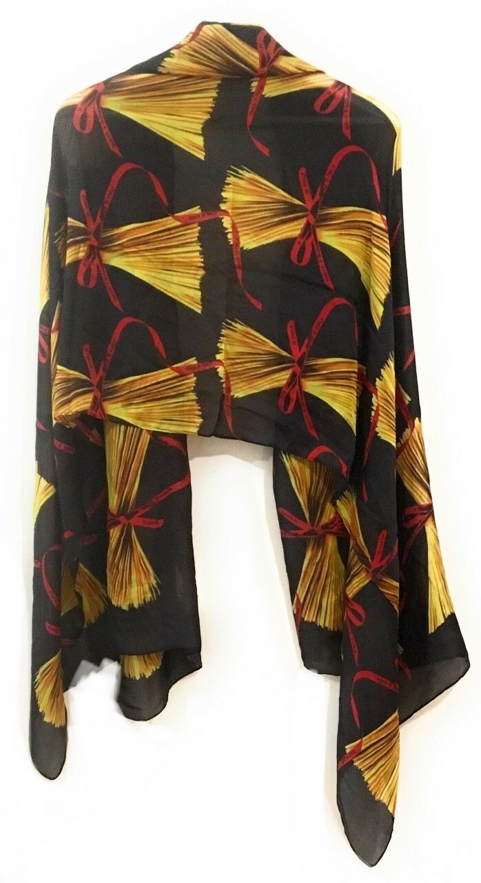 90x180cm Large Black Yellow Straw Ladies Womens Maxi Scarf Hijab Shawl Pashmina Faux Silk