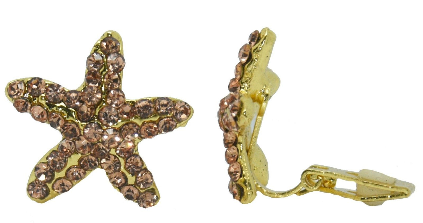 Rose Gold Starfish Clip-On Earrings Ladies and Girls