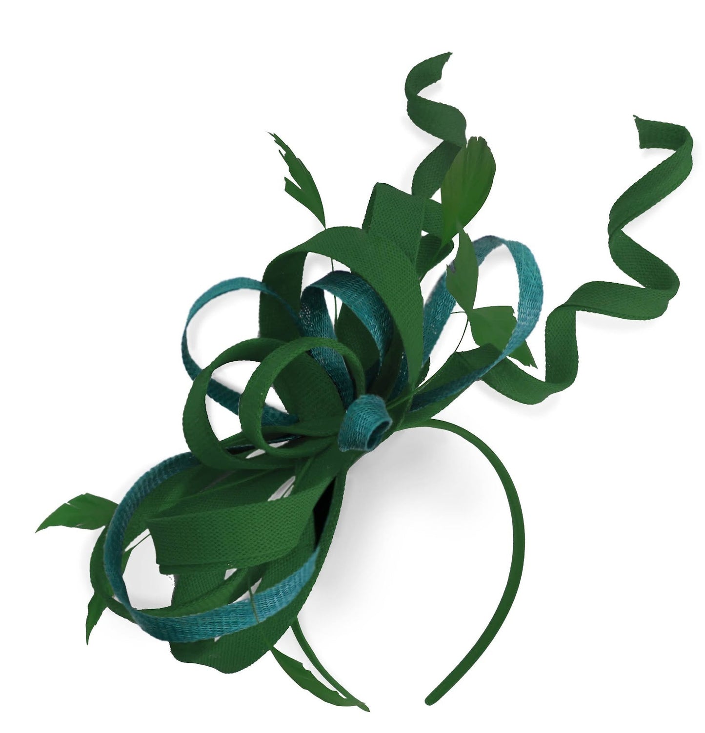 Caprilite Green and Teal Wedding Swirl Fascinator Headband Alice Band Ascot Races Loop Net