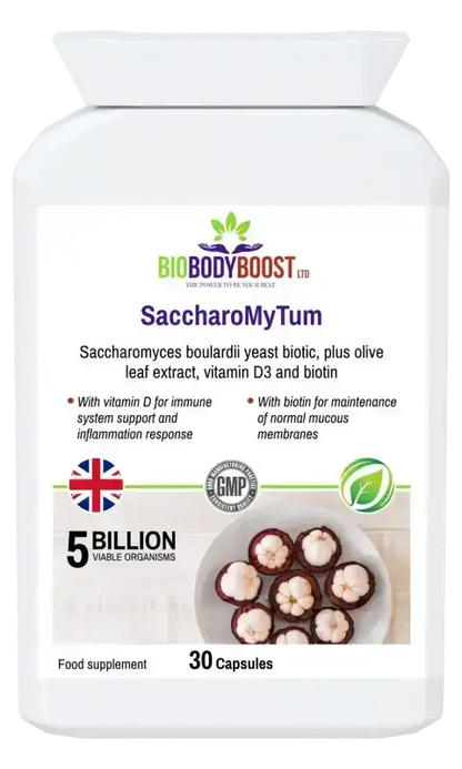SaccharoMyTum Vegan Probiotics & Vitamin D3 | Immune Support UK