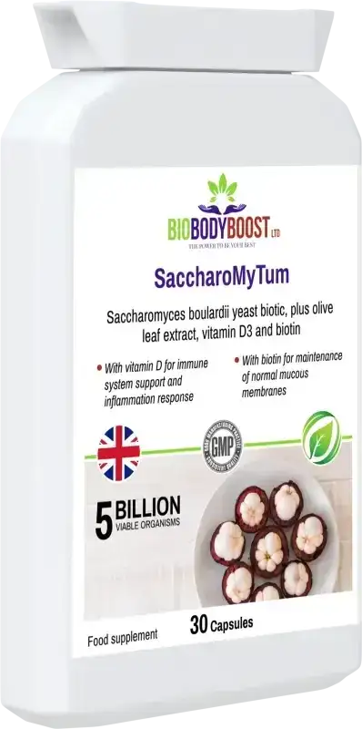 SaccharoMyTum Vegan Probiotics & Vitamin D3 | Immune Support UK
