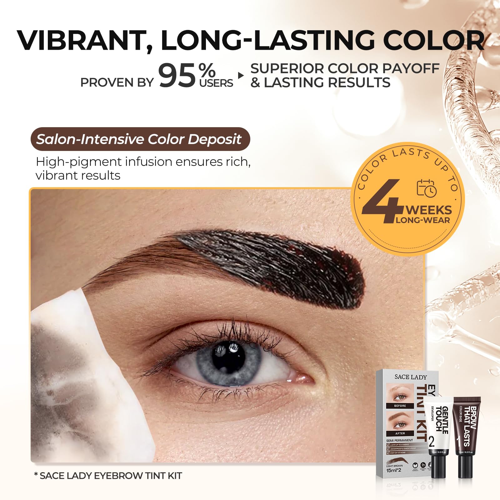 SACE LADY Eyebrow Color Kit – Long-Lasting, Waterproof, Vegan & Cruelty-Free (02 Dark Brown)