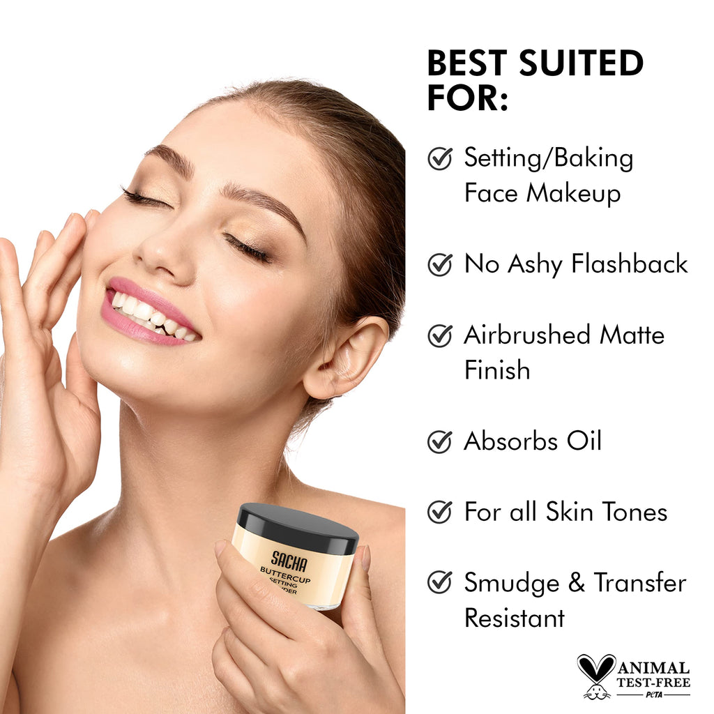 Sacha Buttercup Light Setting Powder - Blurs Pores, No Ashy Flashback