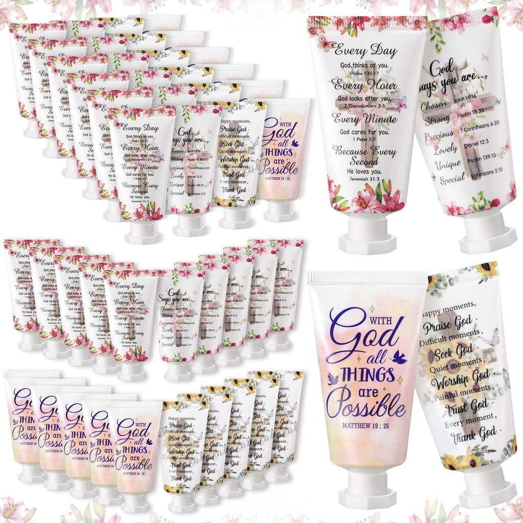 Sacubee 72-Piece Christian Hand Cream Bulk Gifts – Bible Verse Travel Lotion (Cross Style)