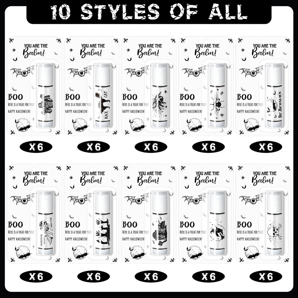 Sacubee 60 Pcs Halloween Skull Lip Balm Favors - Unisex Party Gifts