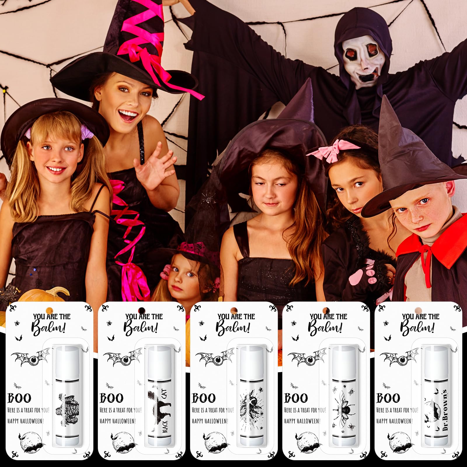 Sacubee 60 Pcs Halloween Skull Lip Balm Favors - Unisex Party Gifts