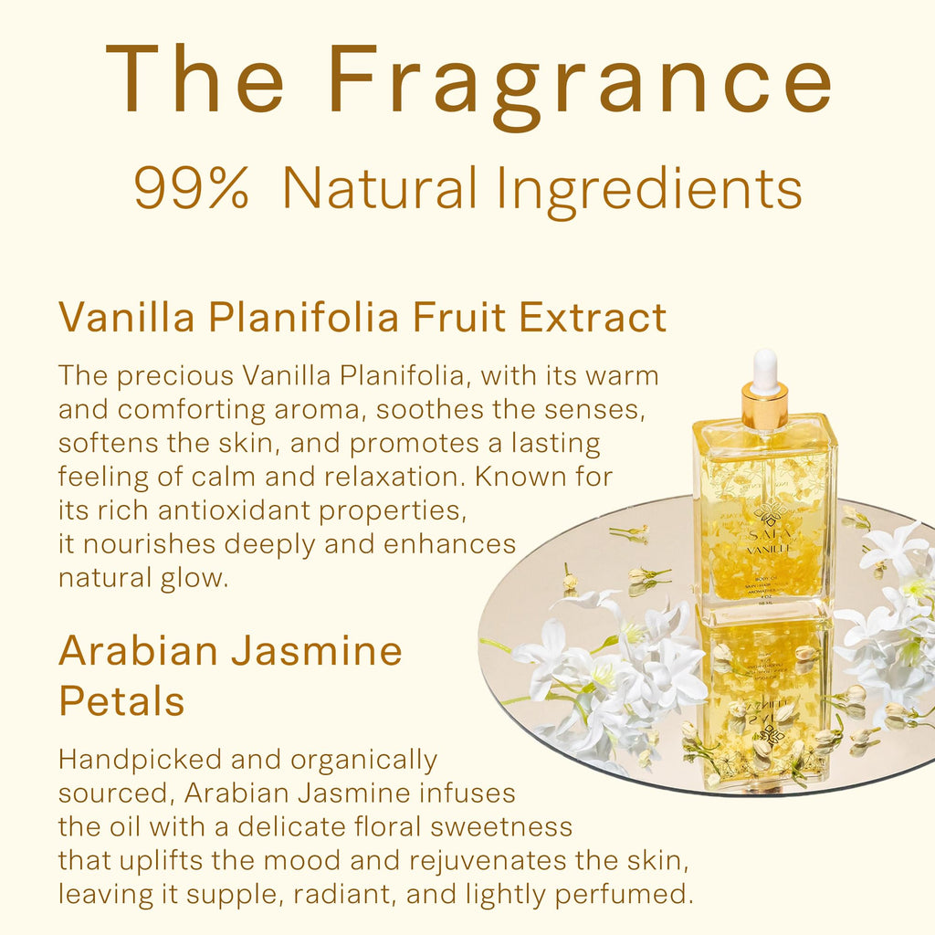 SAFA Vanillé Oil – Organic Vanilla Jasmine Oil for Skin, Hair & Aromatherapy (4 oz)