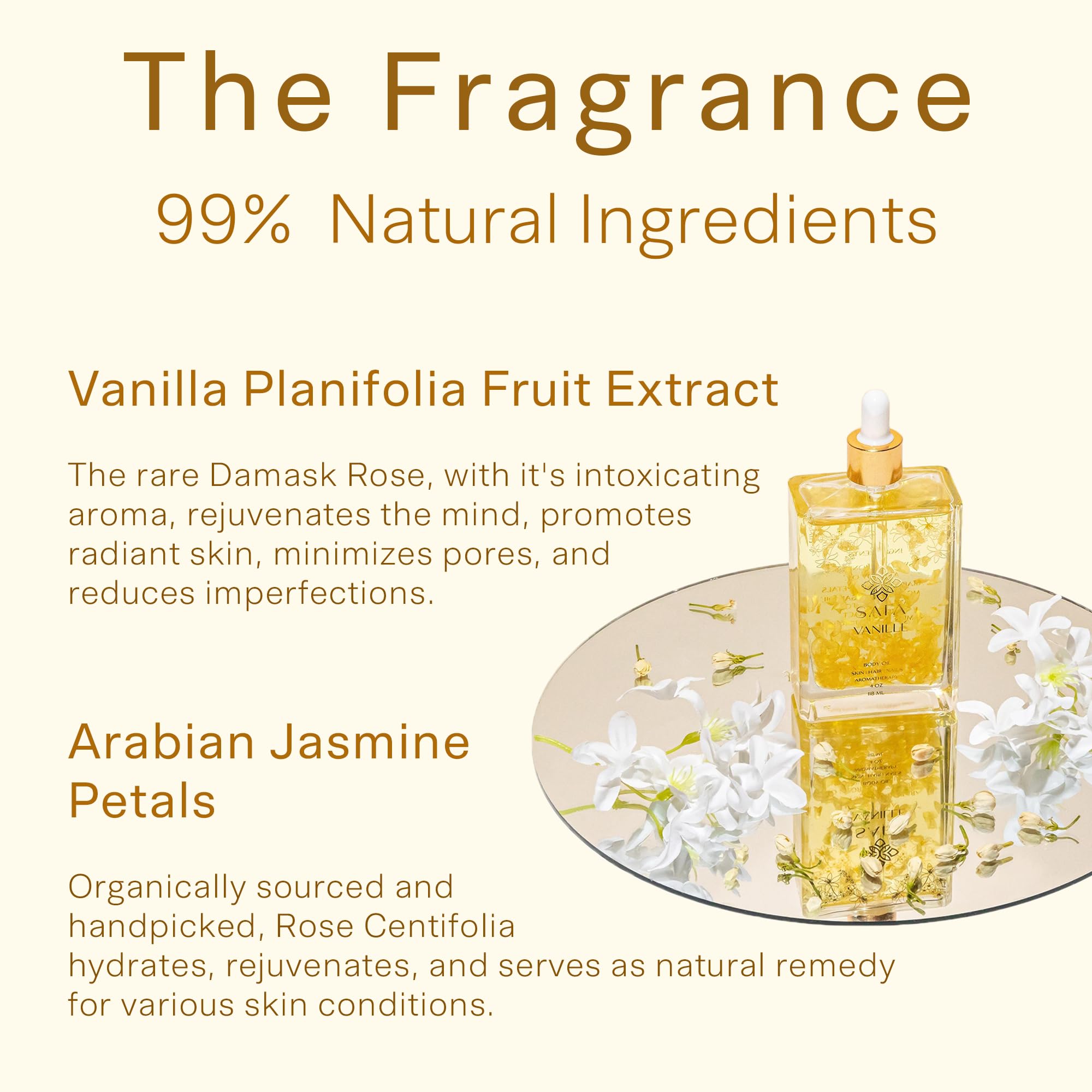 SAFA Vanillé Oil – Organic Vanilla Jasmine Oil for Skin, Hair & Aromatherapy (4 oz)