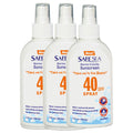 Safe Sea Jellyfish Sting-Blocking Sunscreen SPF 40 Spray – 4 oz, Waterproof & Biodegradable, Reef-Safe, Body & Face, 3 Pack