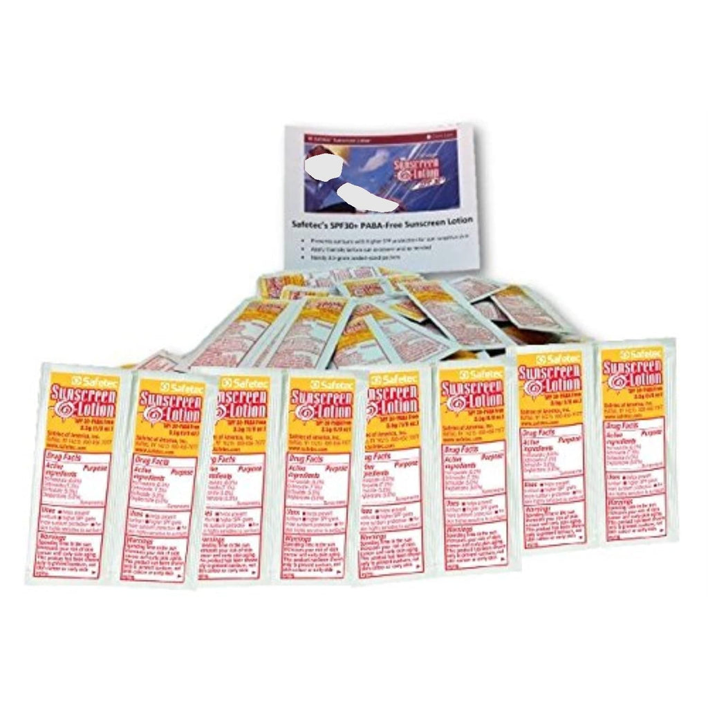 Safetec Sunscreen Lotion Packets SPF30+ – 50-Pack, PABA-Free
