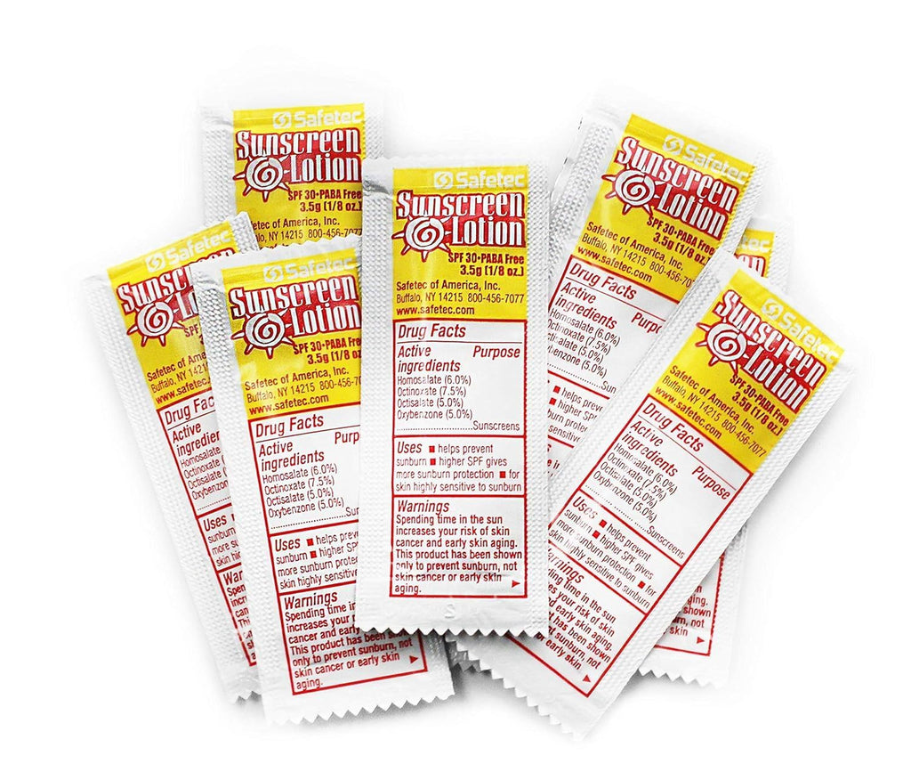 Safetec Sunscreen Lotion Packets SPF30+ – 50-Pack, PABA-Free