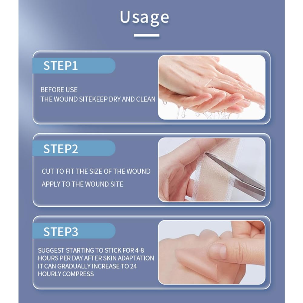 Safirst Medical Grade Silicone Scar Sheets – 1.6 x 157 in Roll for Keloid, C-Section & Burn Scars