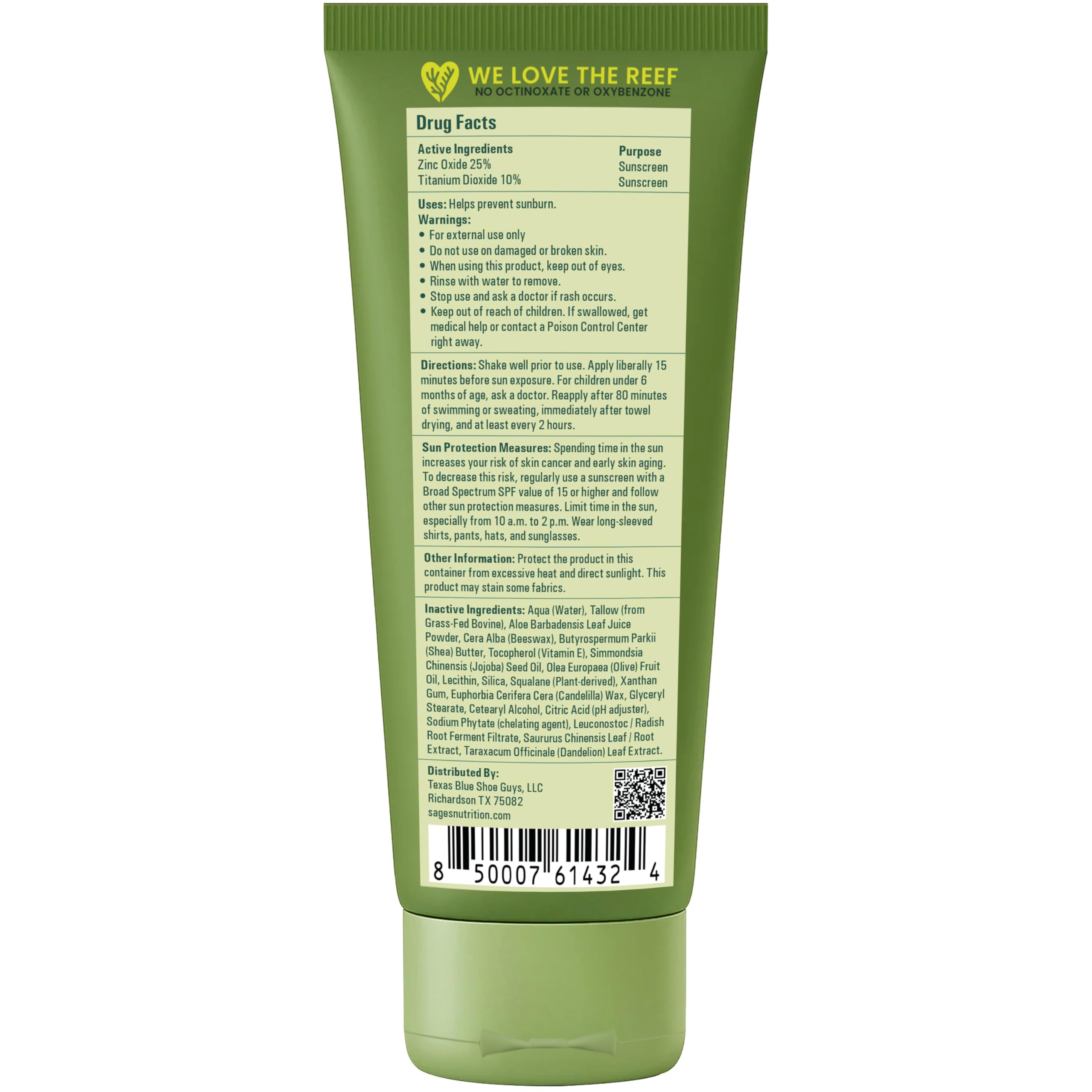 Sages Of The Ages Mineral Sunscreen SPF 50 – Reef Safe, Non-Nano Zinc, 3.4 fl oz