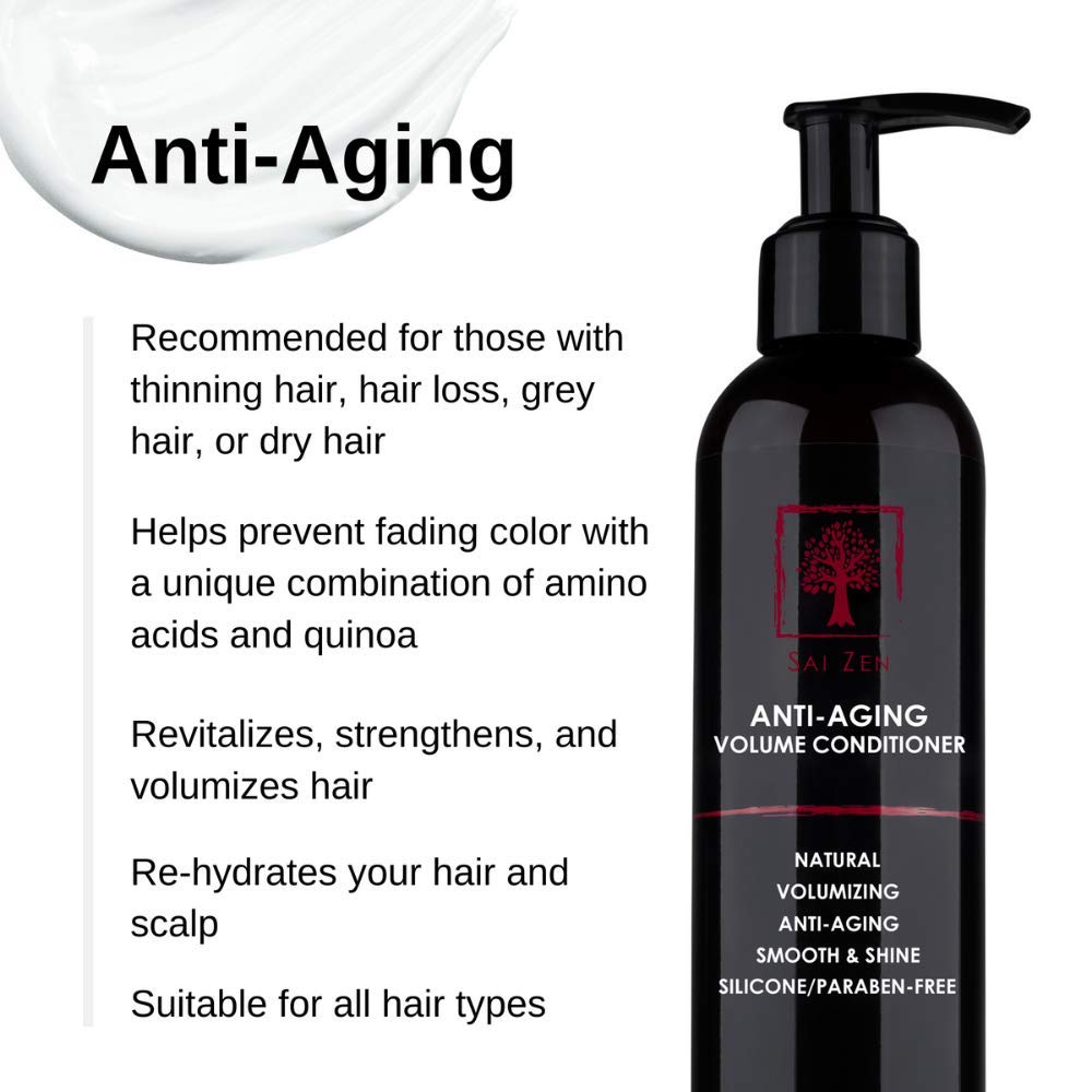 Sai Zen Anti-Aging Volume Conditioner – Volumizing, Anti-Thinning | Made in USA | Sulfate & Paraben Free | 8 oz