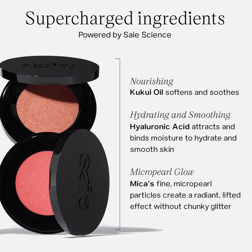 Saie Glow Sculpt: Refillable Cream Blush & Highlighter in Quartzglow