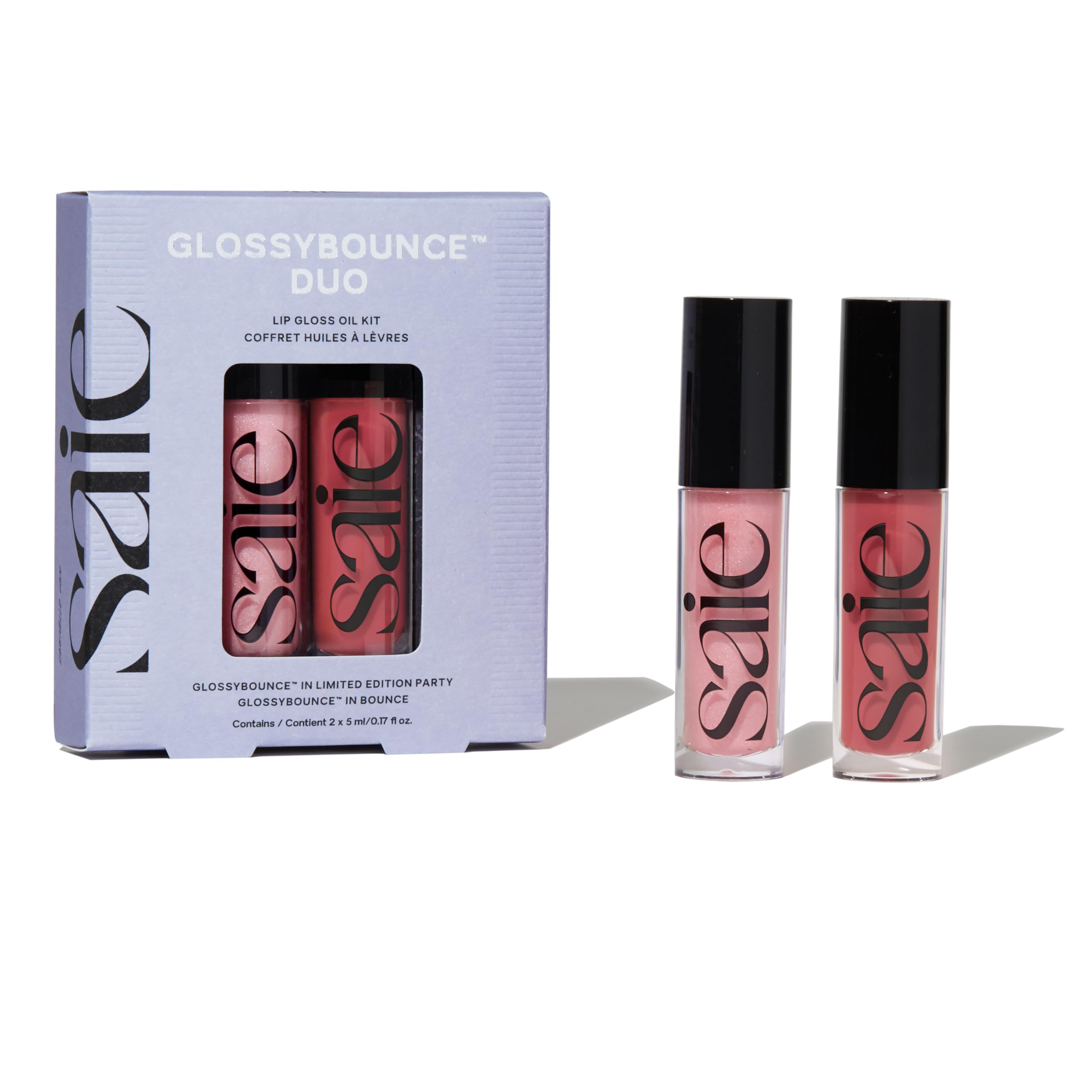 Saie Glossybounce Duo – Hydrating Tinted Lip Oil & Lip Gloss Set (Bounce & Disco)