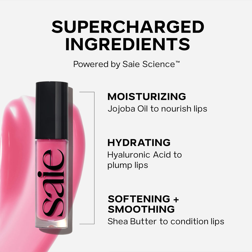 Saie Glossybounce Lip Gloss-Oil Hybrid – Hydration & Shine (Disco)