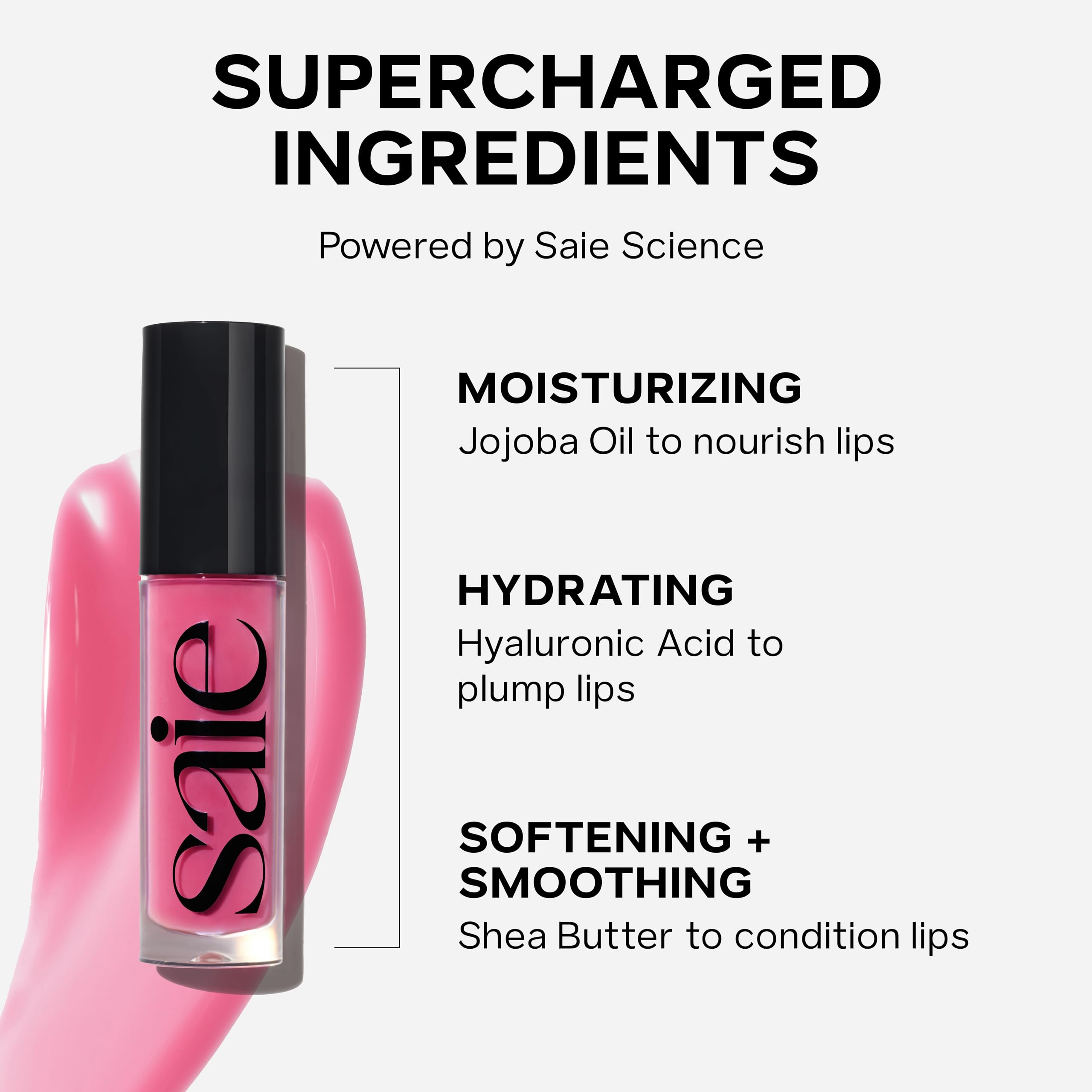 Saie GlossyBounce Lip Gloss-Oil Hybrid – Hydrating, Non-Sticky Shine