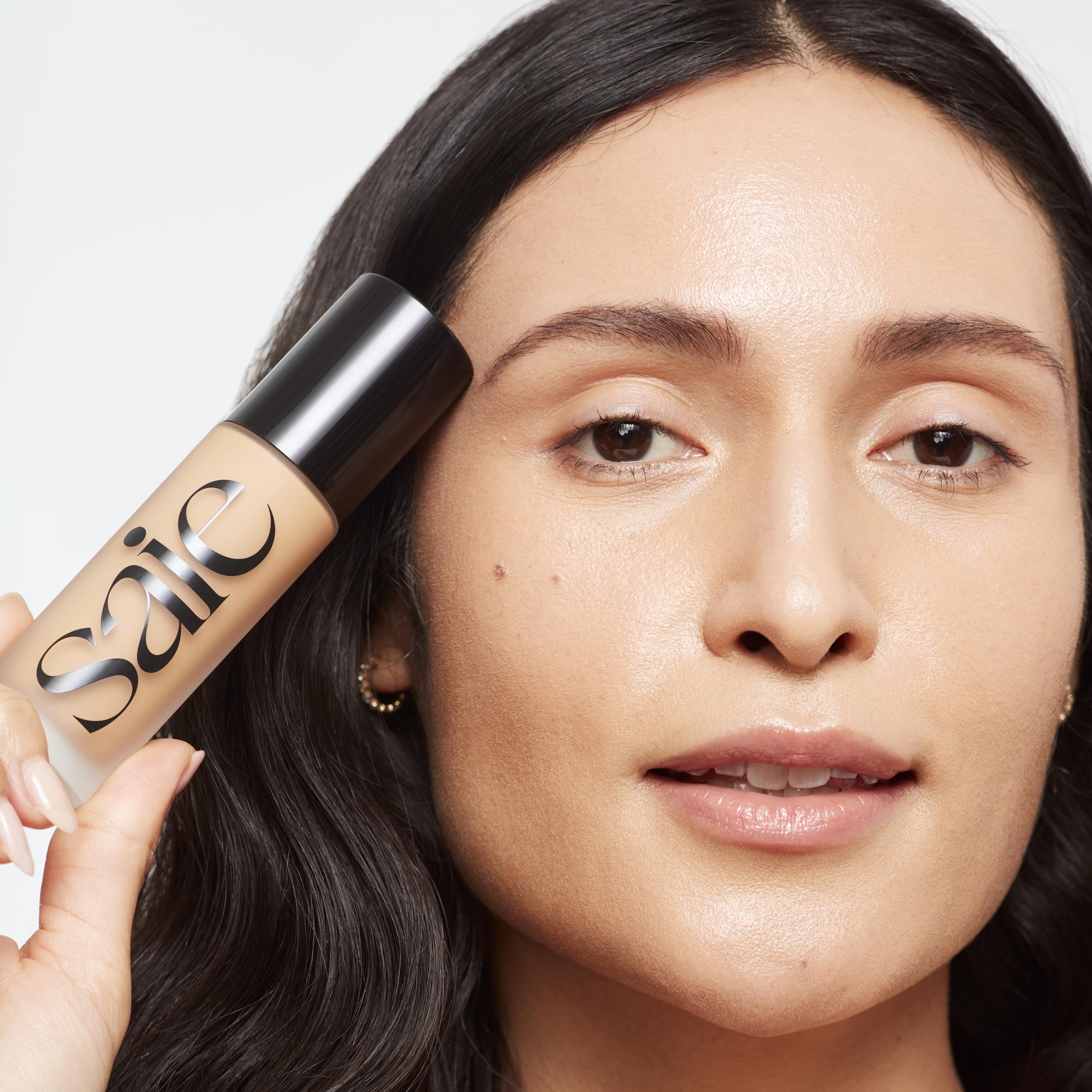 Saie Glowy Super Skin Tint Foundation – Weightless Medium Coverage, Dewy Finish, Shade 15