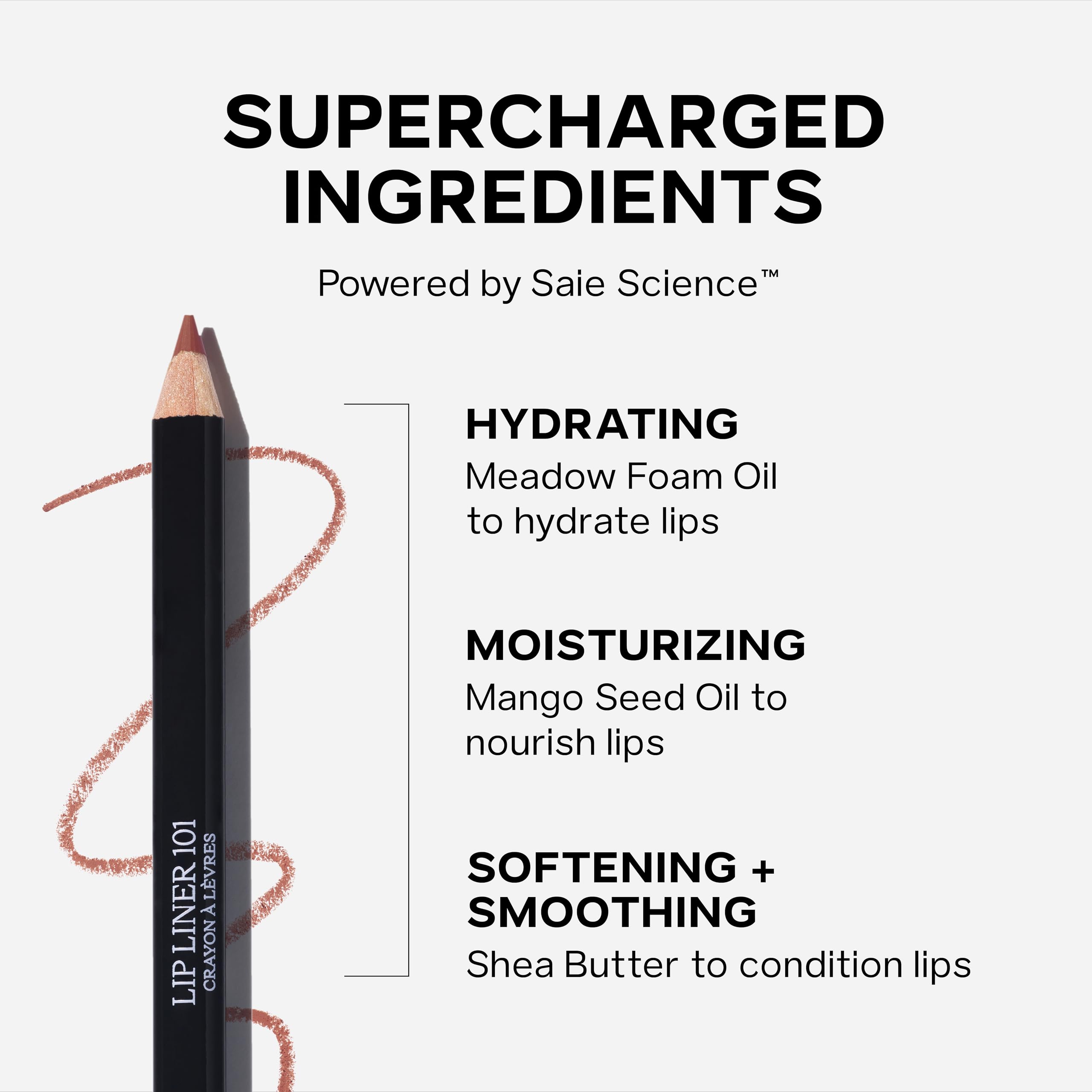 Saie Lip Liner 101 — Creamy Soft Matte Lip Pencil with Shea Butter & Jojoba Oil (French .05 oz)