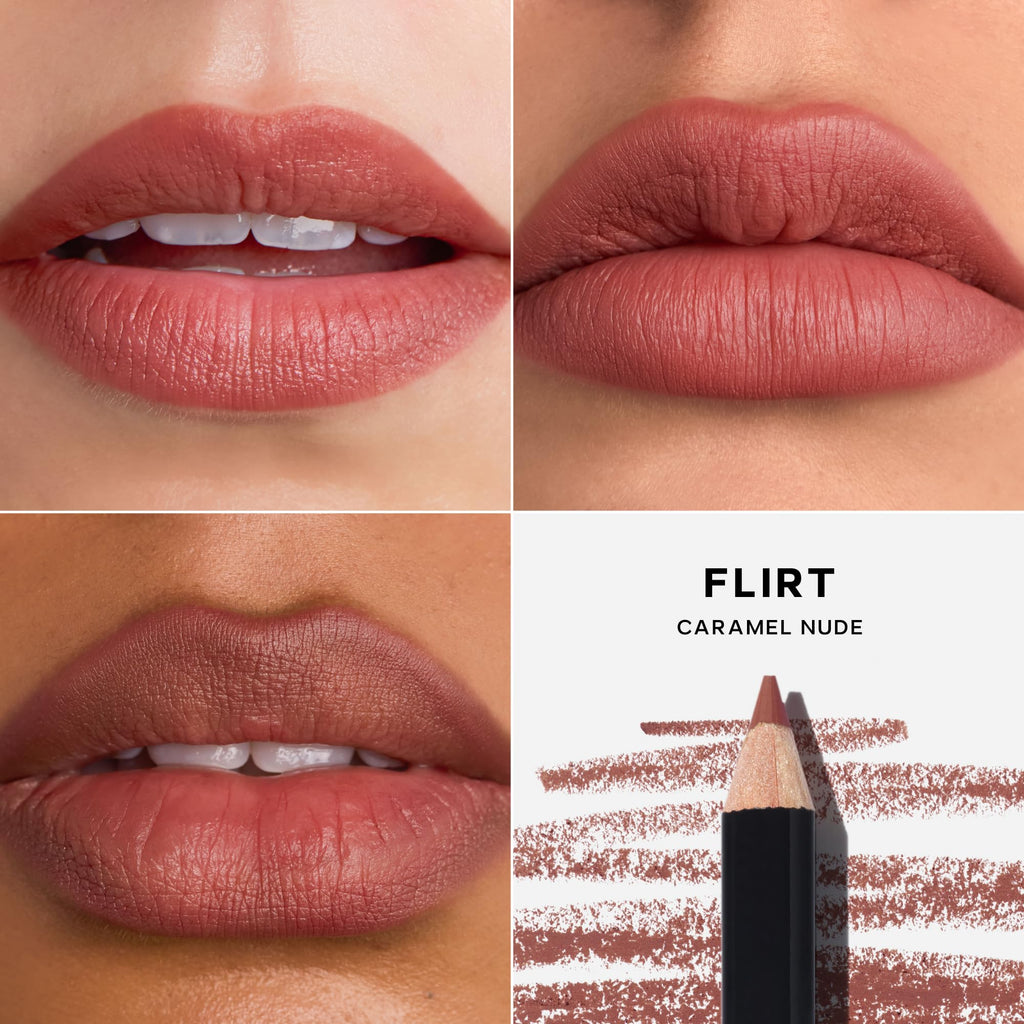 Saie Lip Liner 101 – Creamy Soft Matte Pencil with Shea Butter & Jojoba Oil (Flirt)