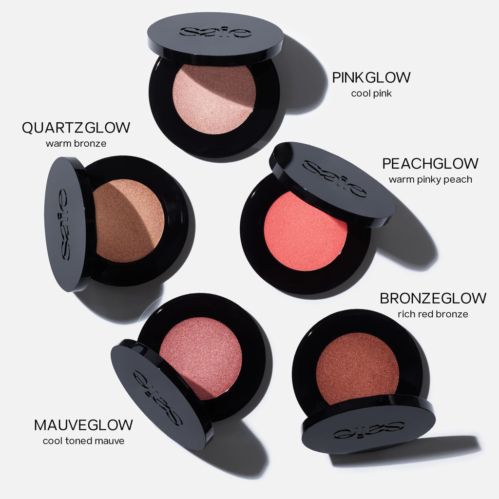 Saie Glow Sculpt: Refillable Cream Blush & Highlighter in Quartzglow