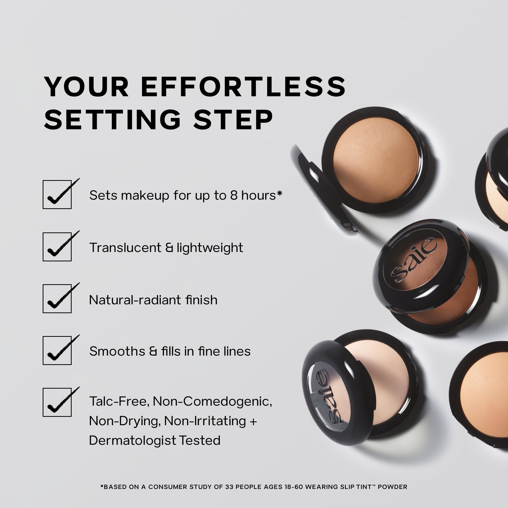 Saie Slip Tint Baked Setting Powder Translucent 2 – Light to Medium | 0.24 oz