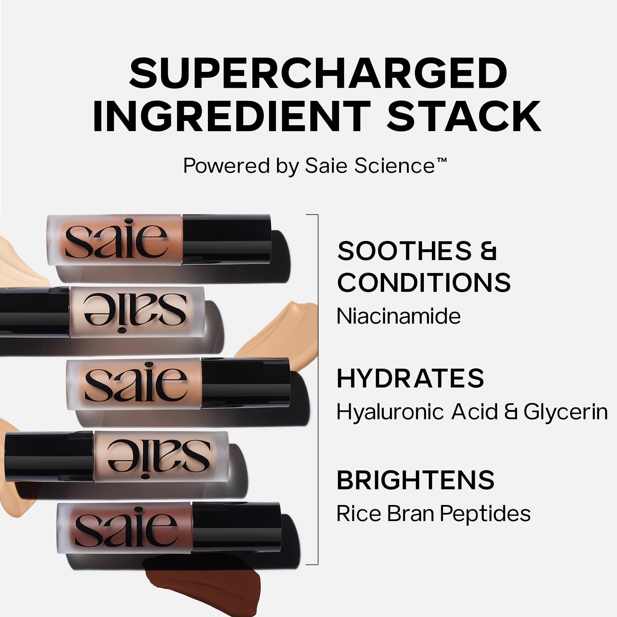 Saie Slip Tint Radiant Cream Concealer & All-Over Face Makeup - Shade 6 | Hydrating, Lightweight Coverage