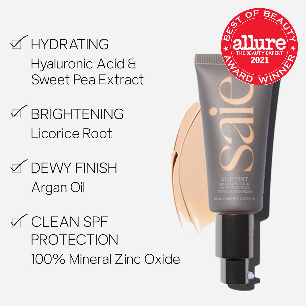 Saie Slip Tint Tinted Moisturizer SPF 35 | Shade Seven – Light Coverage, Hydrating Glow