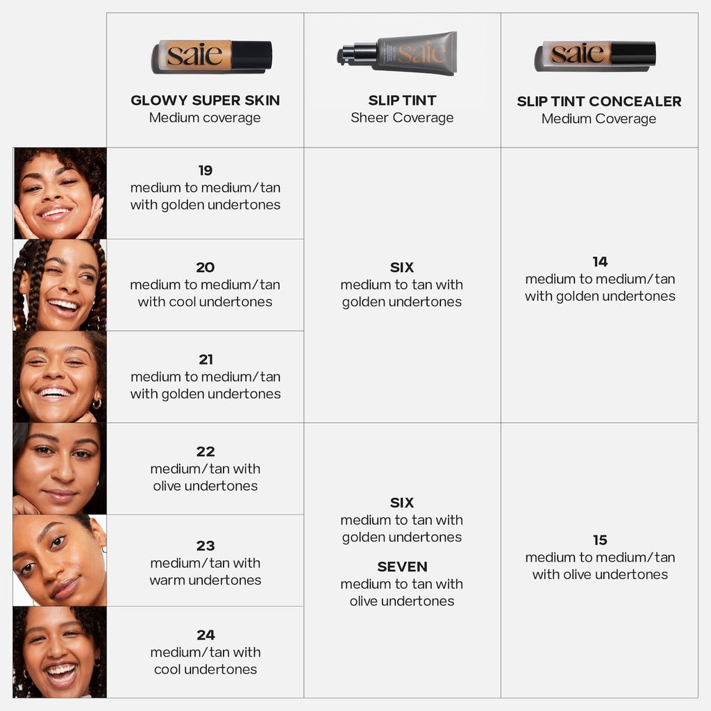 Saie Slip Tint Tinted Moisturizer SPF 35 | Shade Seven – Light Coverage, Hydrating Glow