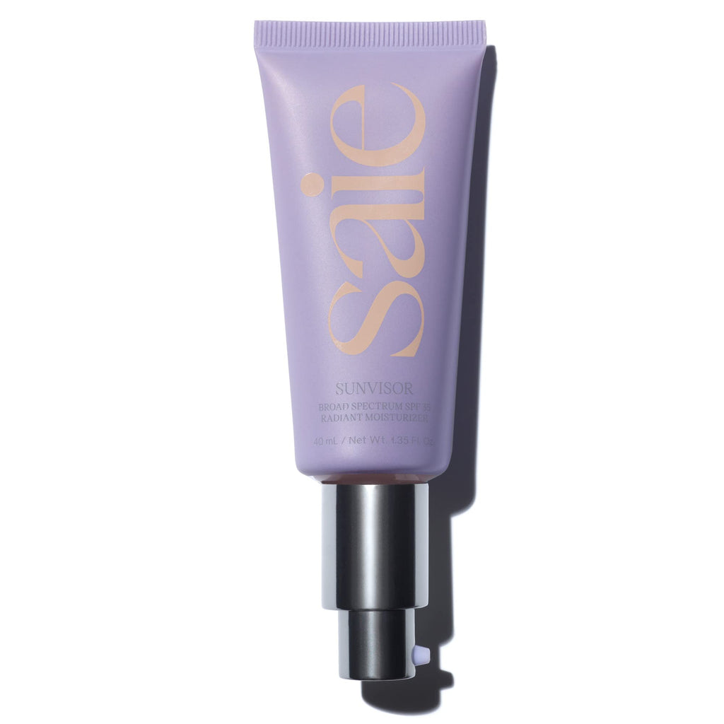 Saie Sunvisor SPF 35 Mineral Sunscreen Moisturizer – Hydrating, Dewy Skin with Vitamin C & Hyaluronic Acid