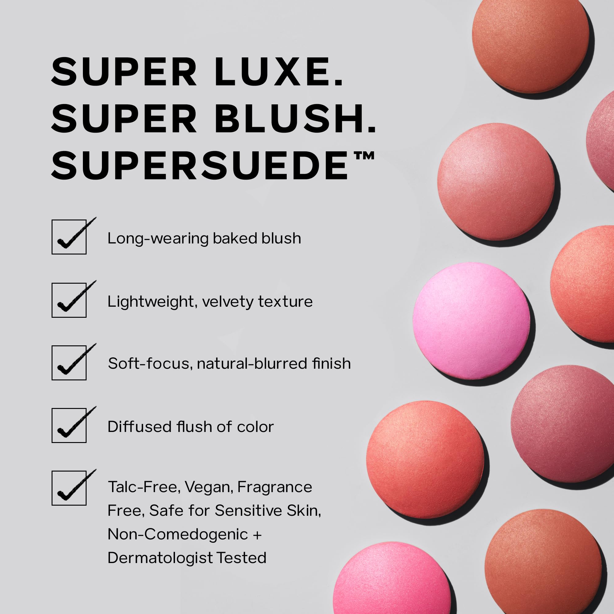 Saie SuperSuede Baked Blush - Talc-Free Hydrating Cheek Color with Hyaluronic Acid