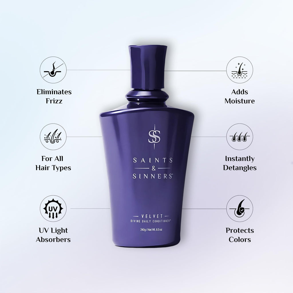 Saints & Sinners Velvet Divine Daily Conditioner – Moisture, Detangling & Frizz Control for Dry, Damaged Hair