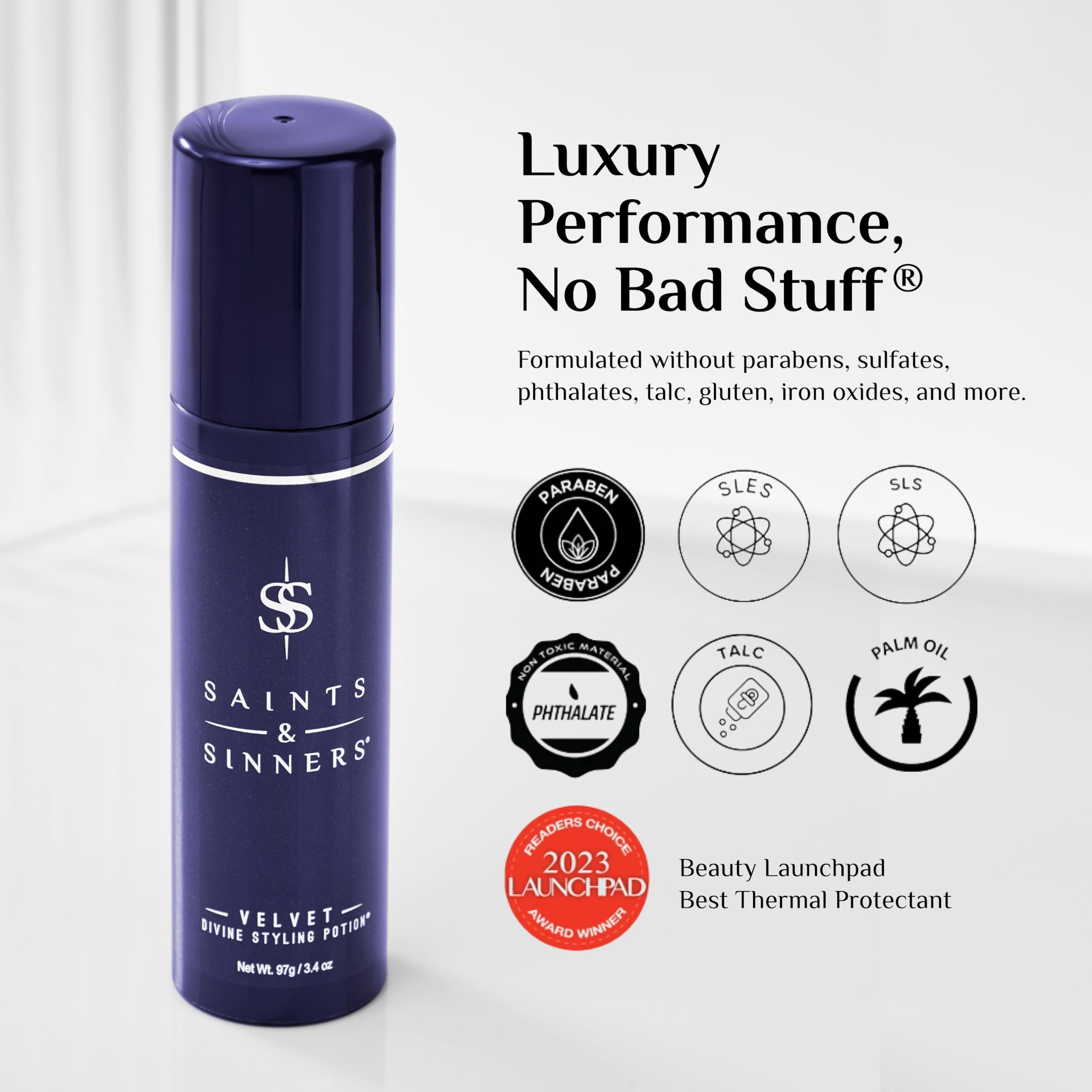 Saints & Sinners Velvet Divine Styling Potion – Award-Winning Thermal Protectant & Anti-Frizz Cream (3.4 oz)