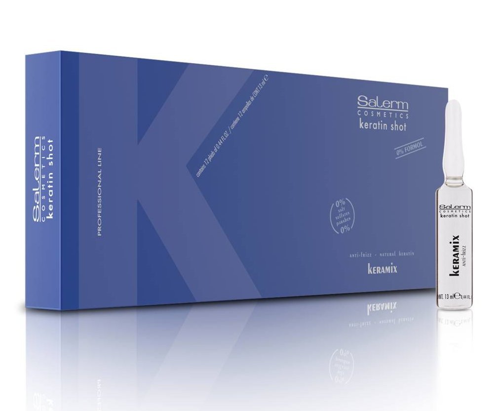 Salerm Keratin Shot Keramix Ampoules – Intensive Keratin Treatment, 0.44 oz (Pack of 12)