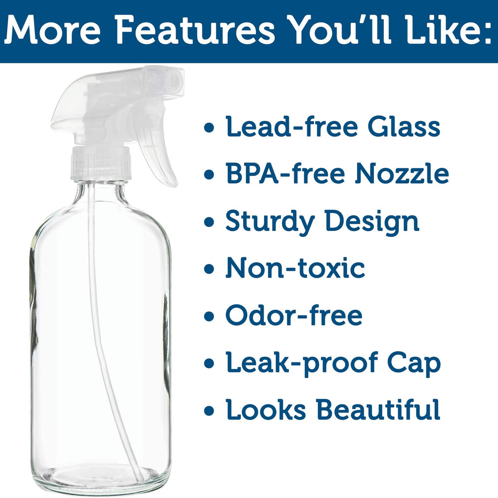 Sally's Organics Empty Glass Spray Bottles 16 oz - Refillable 2 Pack