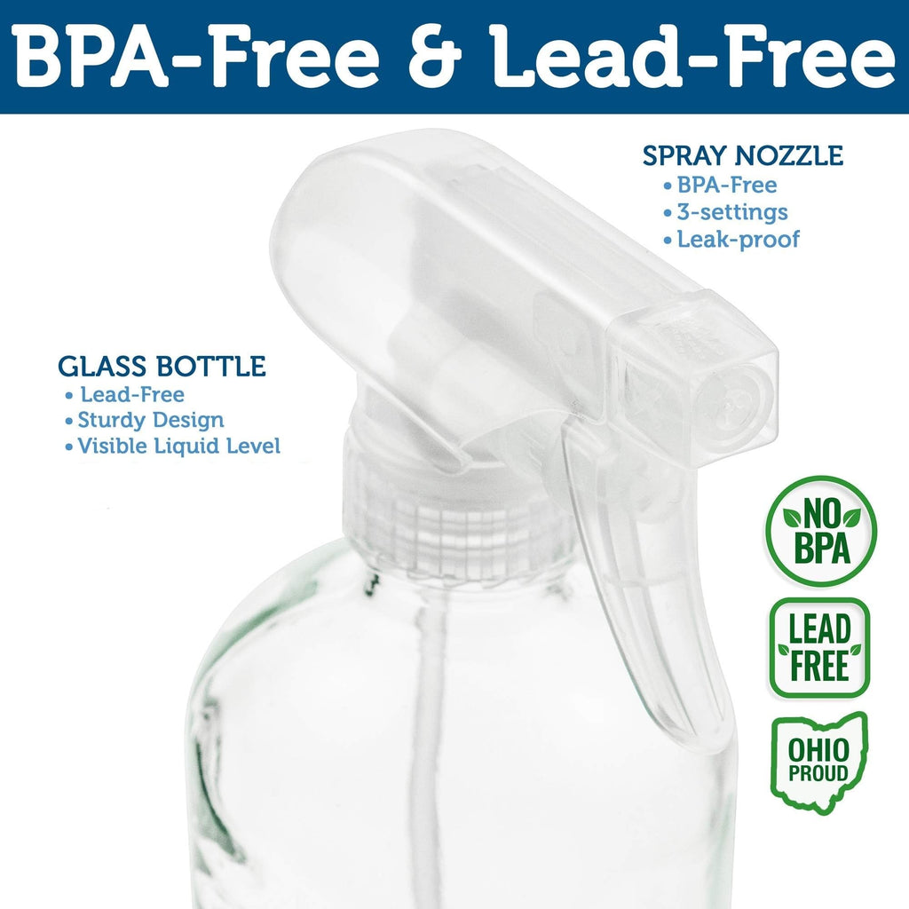 Sally's Organics Empty Glass Spray Bottles 16 oz - Refillable 2 Pack