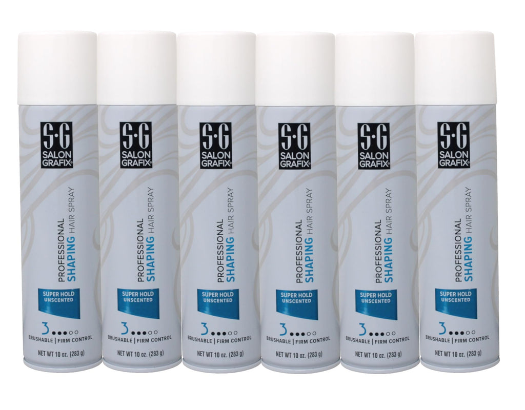 Salon Grafix Shaping Hair Spray Super Hold Unscented 10 oz — Pack of 6