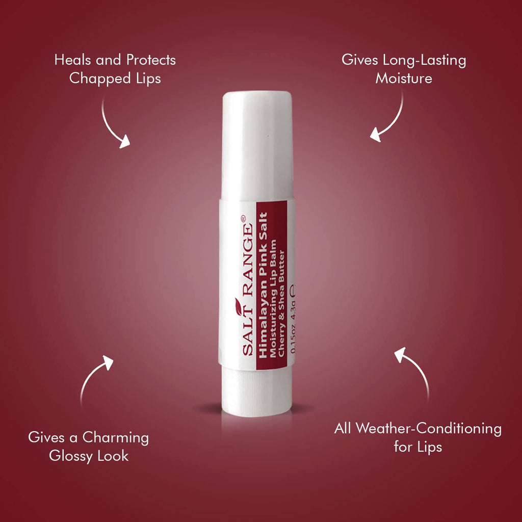 Salt Range Lip Balm with Cherry & Shea Butter – Hydrating Organic Lip Moisturizer, 12-Count Pack