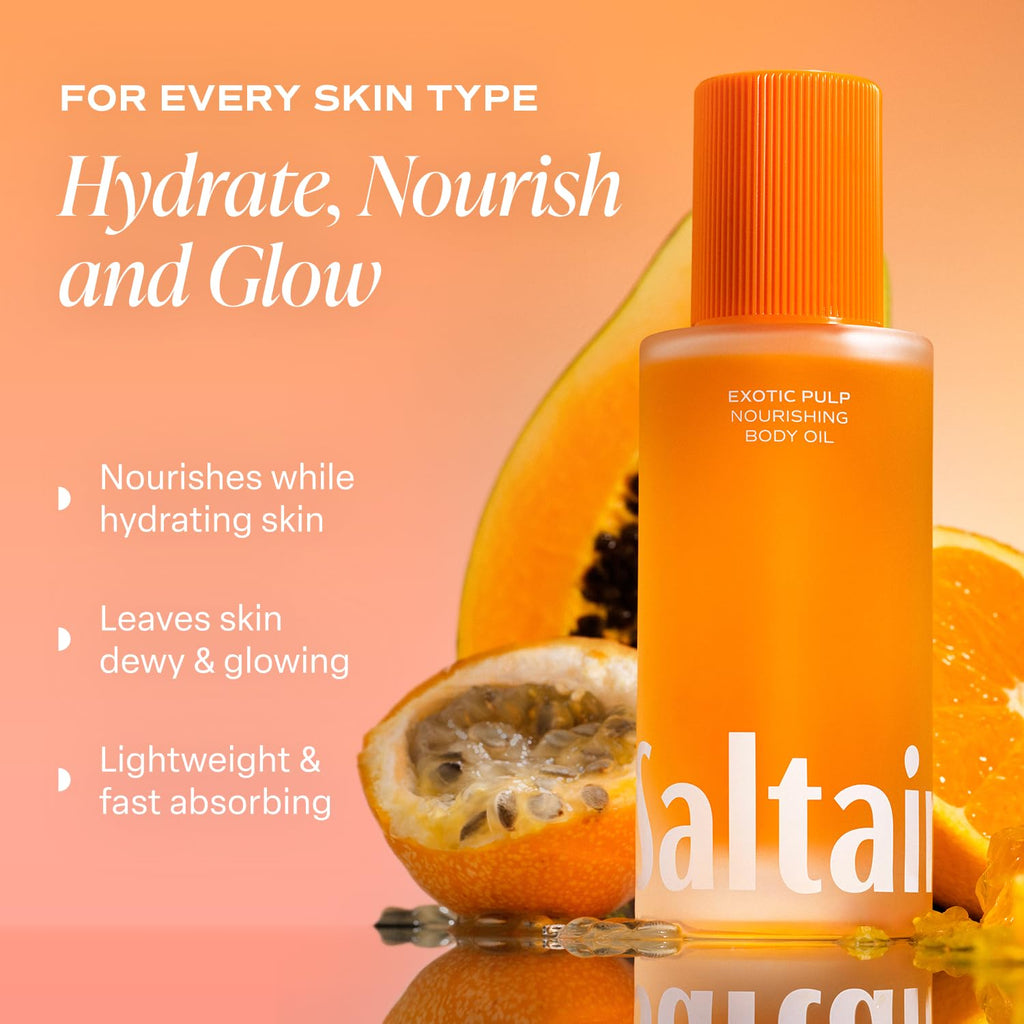 Saltair Body Oil – Exotic Pulp After Shower Hydration, Non-Greasy Botanical Moisturizer (4oz Pump)