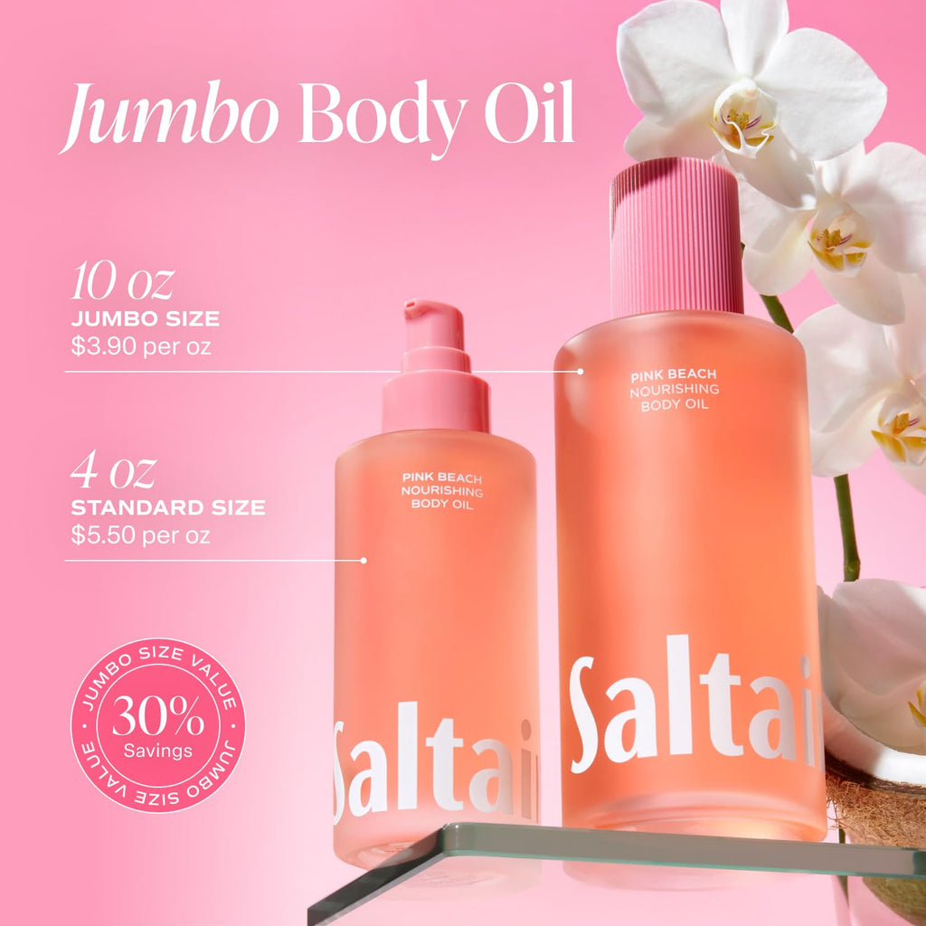 Saltair Body Oil – Pink Beach Jumbo 10oz | Lightweight, Non-Greasy Hydration