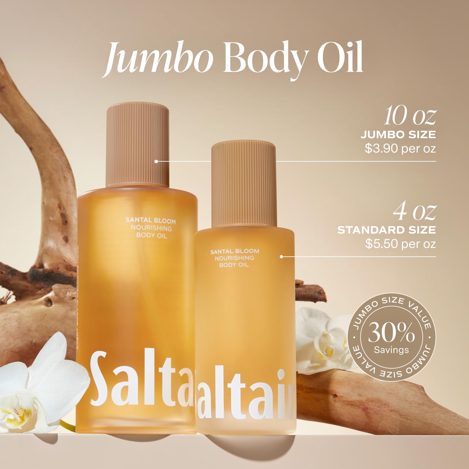 Saltair Santal Bloom Body Oil – Jumbo 10oz After Shower & Bath Moisturizer