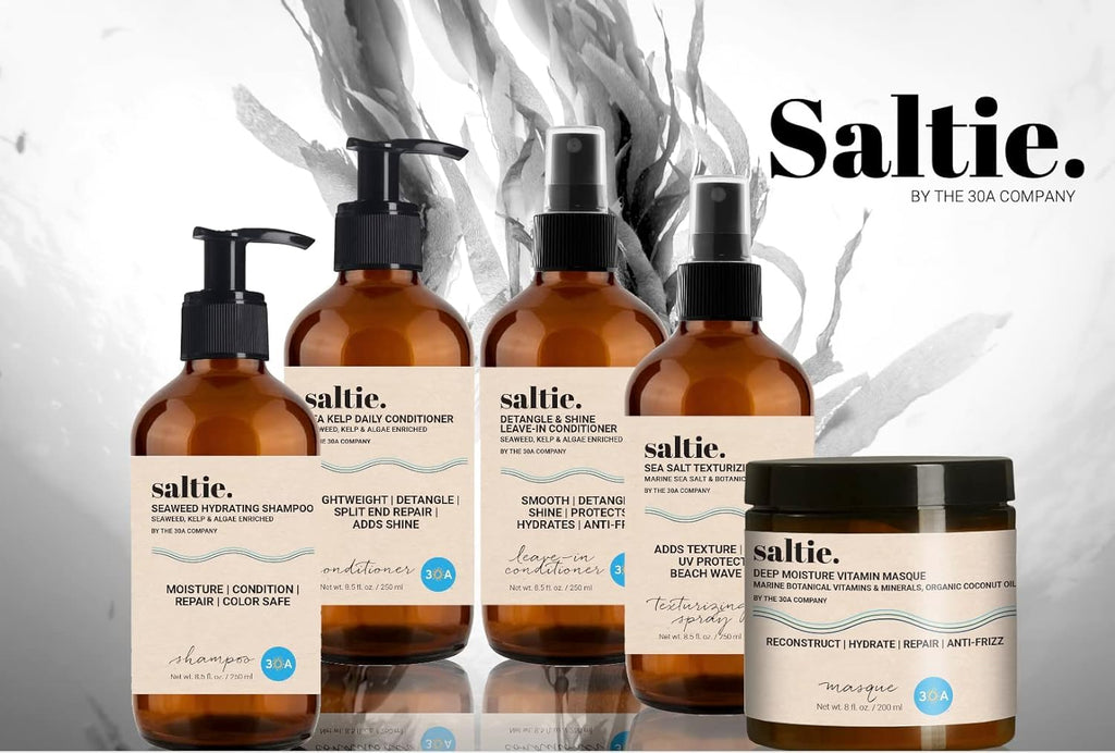 Saltie BY 30A Sea Salt Texturizing Spray – Beachy Volume, UV Protection, All Hair Types (8.5 oz/250 ml)