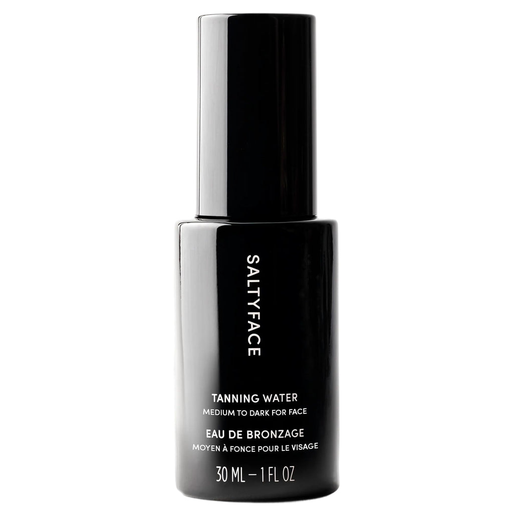 SALTYFACE Tanning Water (Medium to Dark) – Oil-Free, Fragrance-Free Self Tanner for Face, Neck, Ears, Chest