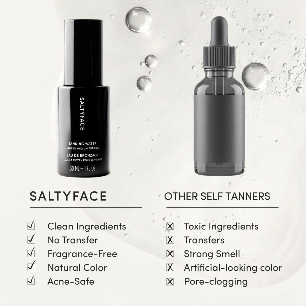 Saltyface Tanning Water (Light to Medium) – Oil-Free, Fragrance-Free Self Tanner for Face, Neck, Ears, Chest