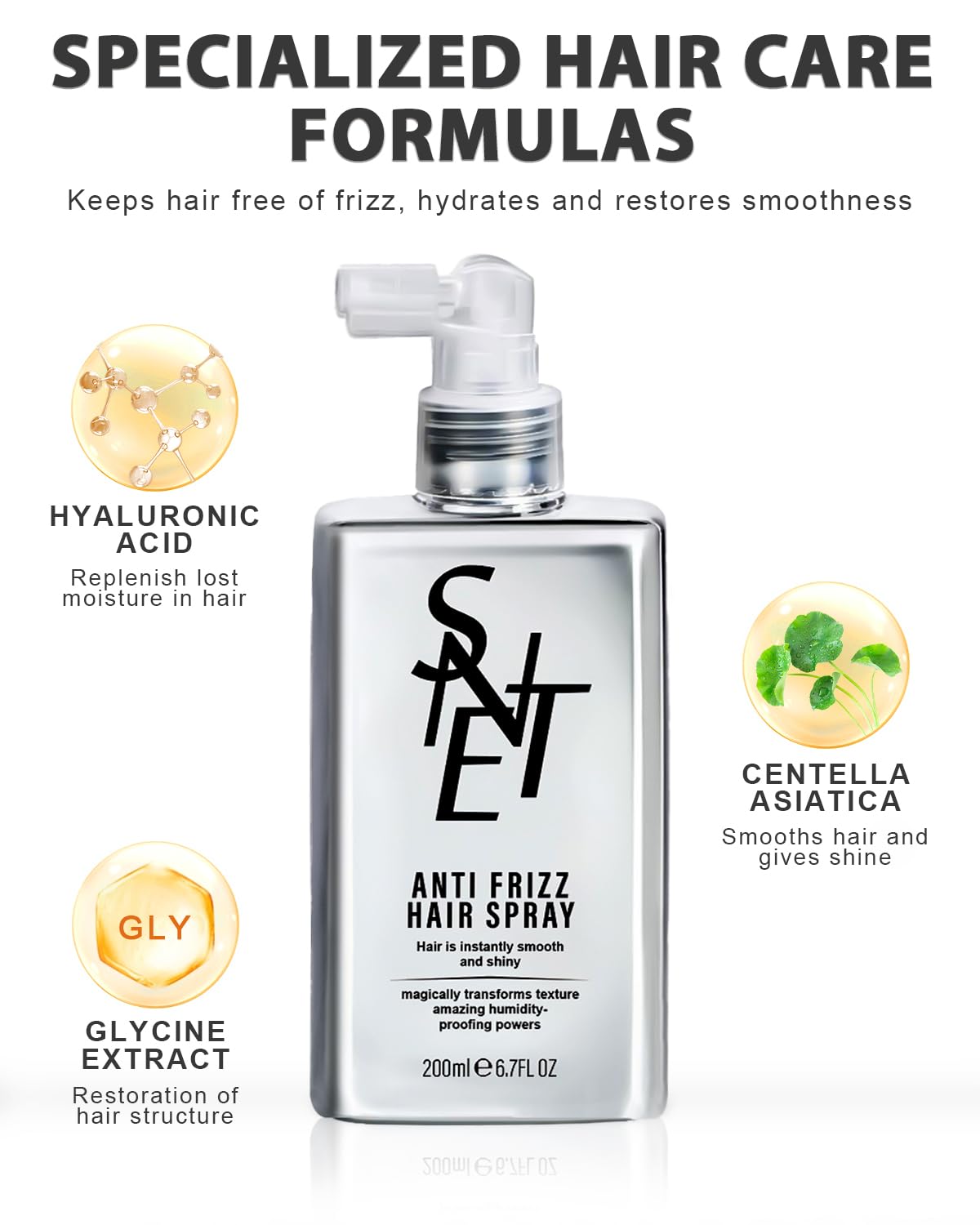 Samnyte Anti Frizz Anti-Humidity Smoothing Spray for Frizz Control, Hair Shine, and Split End Repair - 6.7 fl oz