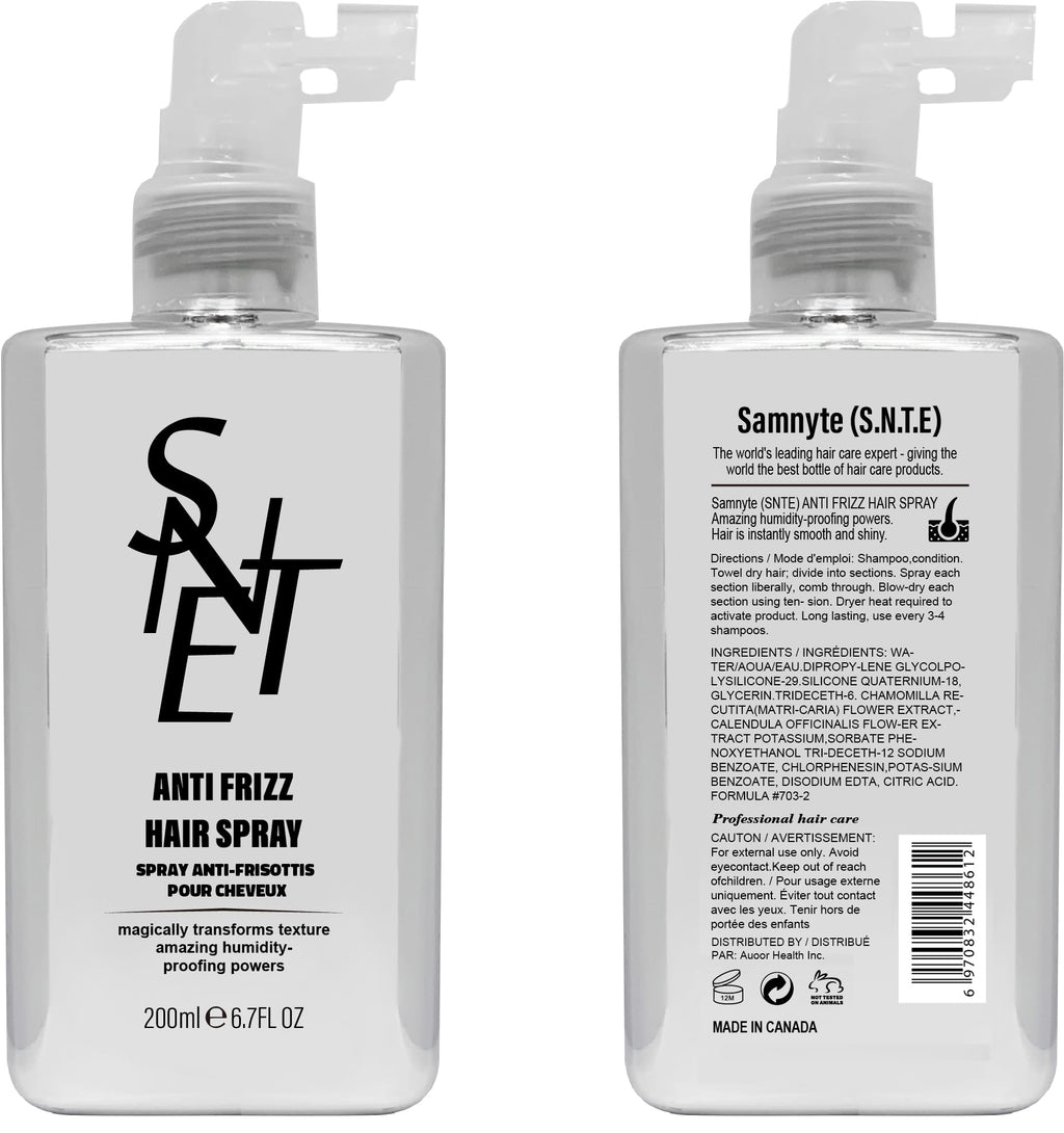 Samnyte Anti Frizz Anti-Humidity Smoothing Spray for Frizz Control, Hair Shine, and Split End Repair - 6.7 fl oz