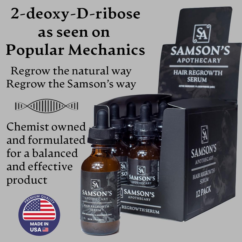 Samson's Hair Regrowth Serum 2dDr 1% Formula – 30mL | Samson's Apothecary